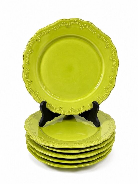 Pier I Imports Other - Earthenware Salad Plates Lacey Green Pier I Imports Stoneware Set 6 Portugal Sco